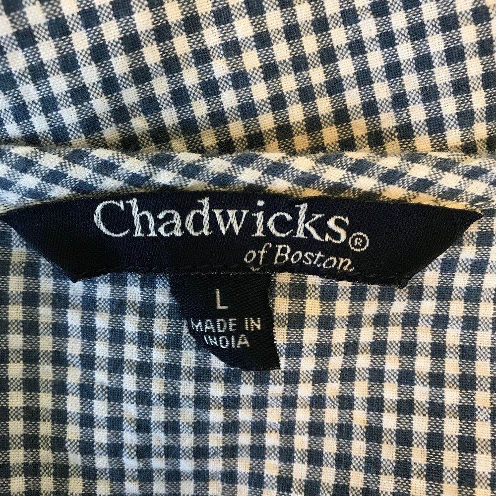 Chadwicks Womens Blue White Checked Embroidered Balloon Long Sleeve Tunic L - Picture 7 of 10